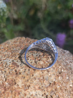14k gold white gold Edwardian filigree diamond ring - apx .50ct