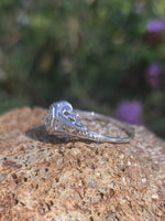 14k gold white gold Edwardian filigree diamond ring - apx .50ct