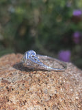 14k gold white gold Edwardian filigree diamond ring - apx .50ct