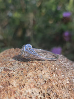 14k gold white gold Edwardian filigree diamond ring - apx .50ct