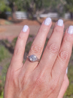 14k gold white gold Edwardian filigree diamond ring - apx .50ct
