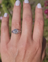 14k gold white gold Edwardian filigree diamond ring - apx .50ct