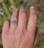 14k gold white gold Edwardian filigree diamond ring - apx .50ct