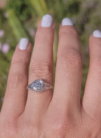 14k gold white gold Edwardian filigree diamond ring - apx .50ct