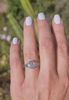 14k gold white gold Edwardian filigree diamond ring - apx .50ct