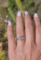14k gold white gold Edwardian filigree diamond ring - apx .50ct