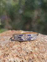 platinum & 18k gold two tone Deco estate Sapphire & Diamond Ring Band