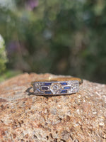 platinum & 18k gold two tone Deco estate Sapphire & Diamond Ring Band