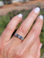 platinum & 18k gold two tone Deco estate Sapphire & Diamond Ring Band