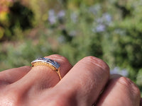 platinum & 18k gold two tone Deco estate Sapphire & Diamond Ring Band