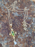 10k gold Victorian PERIDOT & PEARLS necklace pendant lavaliere