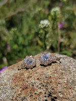18k rose gold Edwardian estate old mine cut diamond lever back earrings
