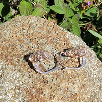 18k rose gold Edwardian estate old mine cut diamond lever back earrings