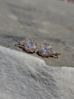18k rose gold Edwardian estate old mine cut diamond lever back earrings