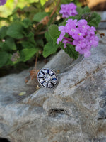 platinum & 18k gold two tone Deco estate sapphire & diamond Ring