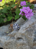 platinum & 18k gold two tone Deco estate sapphire & diamond Ring