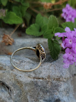 platinum & 18k gold two tone Deco estate sapphire & diamond Ring