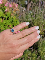 18k white gold Art Deco c.1920's natural blue zircon estate filigree ring