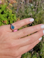 18k white gold Art Deco c.1920's natural blue zircon estate filigree ring