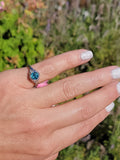 18k white gold Art Deco c.1920's natural blue zircon estate filigree ring