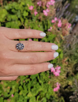 platinum & 18k gold two tone Deco estate sapphire & diamond Ring