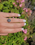 platinum & 18k gold two tone Deco estate sapphire & diamond Ring