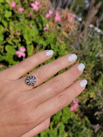 platinum & 18k gold two tone Deco estate sapphire & diamond Ring