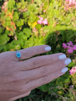 18k white gold Art Deco c.1920's natural blue zircon estate filigree ring