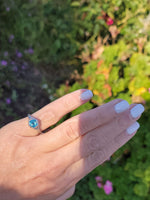 18k white gold Art Deco c.1920's natural blue zircon estate filigree ring