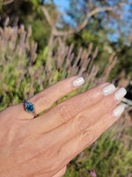 18k white gold Art Deco c.1920's natural blue zircon estate filigree ring