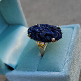 14k gold carved floral flower estate ring