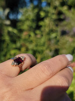 14k gold Victorian pearl & garnet ring