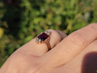14k gold Victorian pearl & garnet ring