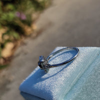 platinum emerald & diamond halo estate ring