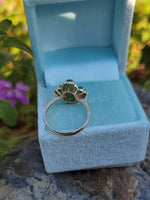 14k gold Emerald & Diamond estate clover ring