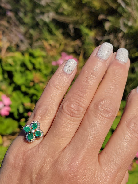 Emerald sales clover ring