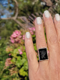 18k white gold filigree Deco Black Onyx Intaglio ring