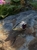 18k white gold rubellite Tourmaline filigree ring