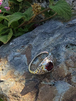 18k white gold rubellite Tourmaline filigree ring