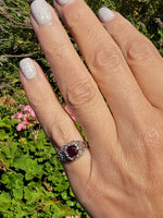 18k white gold rubellite Tourmaline filigree ring