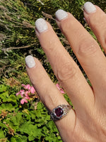 18k white gold rubellite Tourmaline filigree ring