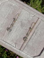 18k gold two tone Deco diamond dangle earrings