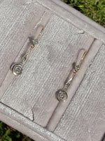 18k gold two tone Deco diamond dangle earrings