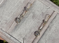 18k gold two tone Deco diamond dangle earrings