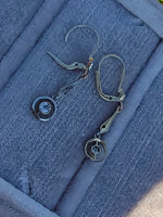 18k gold two tone Deco diamond dangle earrings