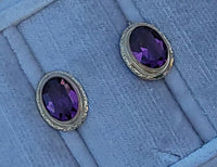 14k gold Amethyst Estate lever back earrings