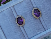 14k gold Amethyst Estate lever back earrings