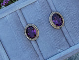 14k gold Amethyst Estate lever back earrings