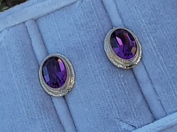 14k gold Amethyst Estate lever back earrings