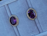 14k gold Amethyst Estate lever back earrings